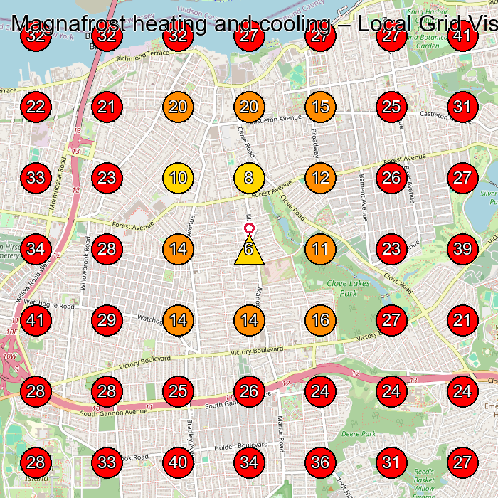 Magnafrost heating and cooling GeoGrid visibility map for Hvac Contractor in Elizabeth